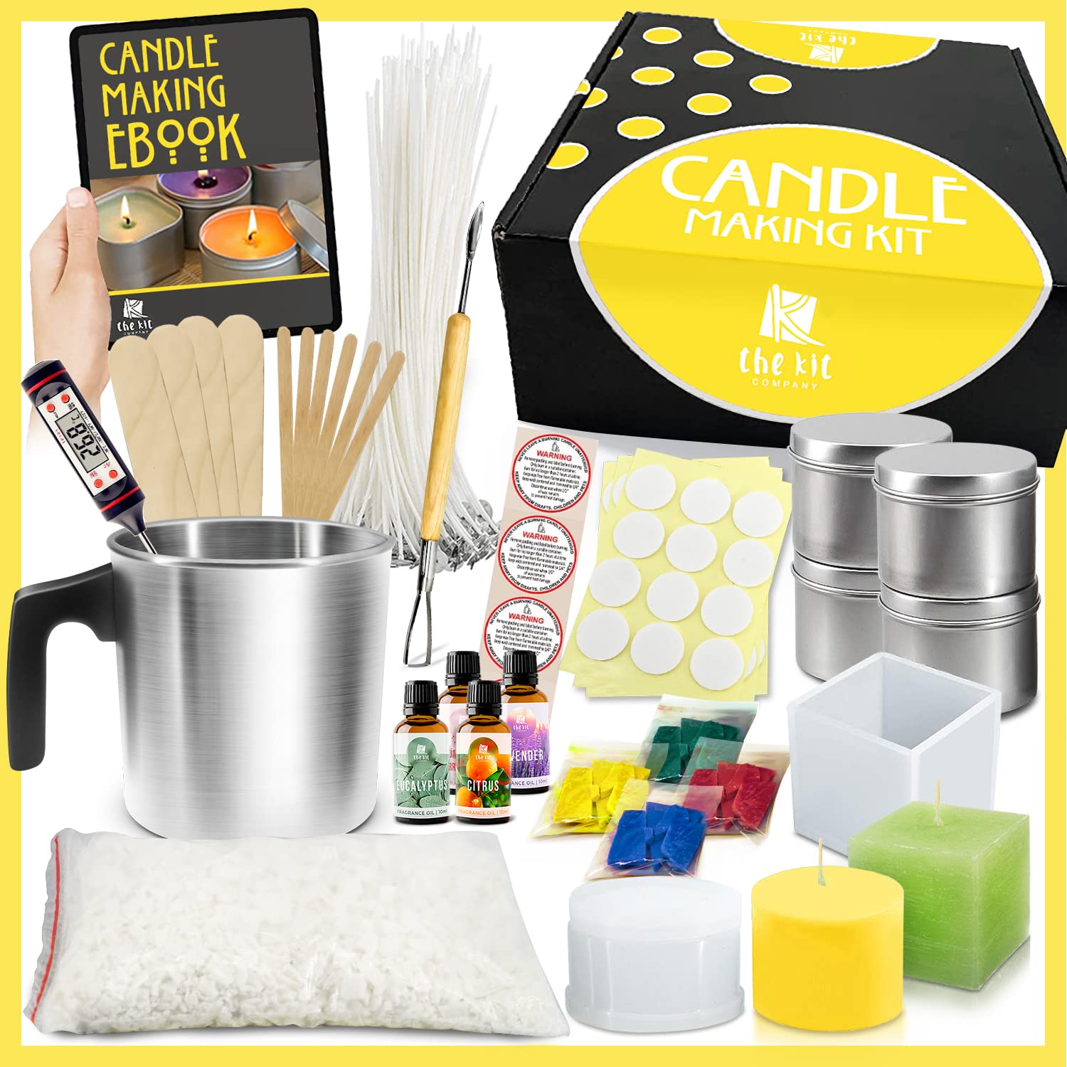 DIY Gift Kits Soy Candle Making Kit for Adults (49-Piece) DIY Starter Kit w/ Wax